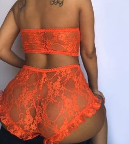 Slim lace bandeau set (Option: Orange-S)