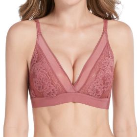 French Triangle Cup Bra Sexy Lace Ultra-thin Bra (Option: Red-34 75)